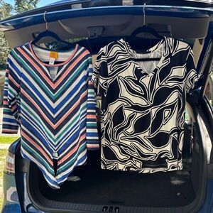 Ruby Rd. Multicolor Chevron and Black White Abstract Blouses